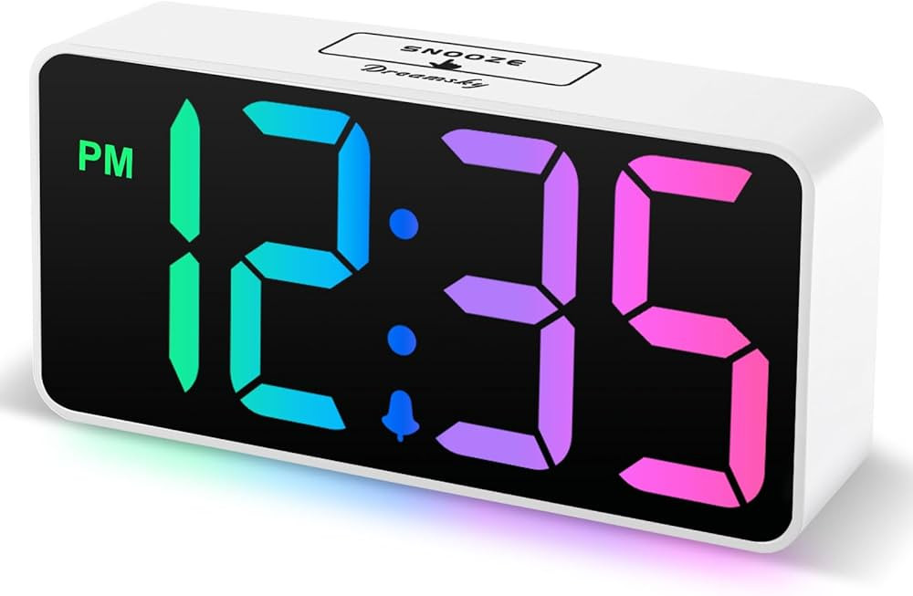 DreamSky Small Digital Alarm Clocks for Bedrooms - RGB Electric Desk Clock for Kids Bedside Night... | Amazon (US)