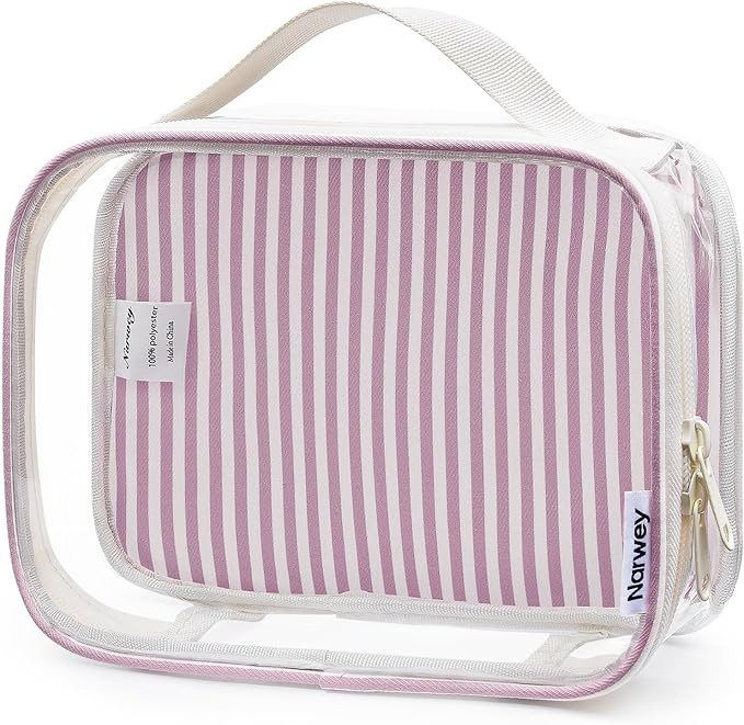 Narwey TSA Approved Clear Toiletry Bag for Travel, Waterproof PVC Clear Makeup Bags, Portable Com... | Amazon (US)