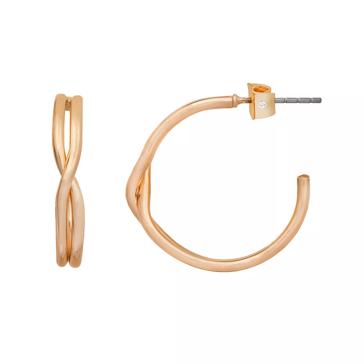 LC Lauren Conrad Gold Tone Nickel Free Twisted C-Hoop Earrings | Kohl's
