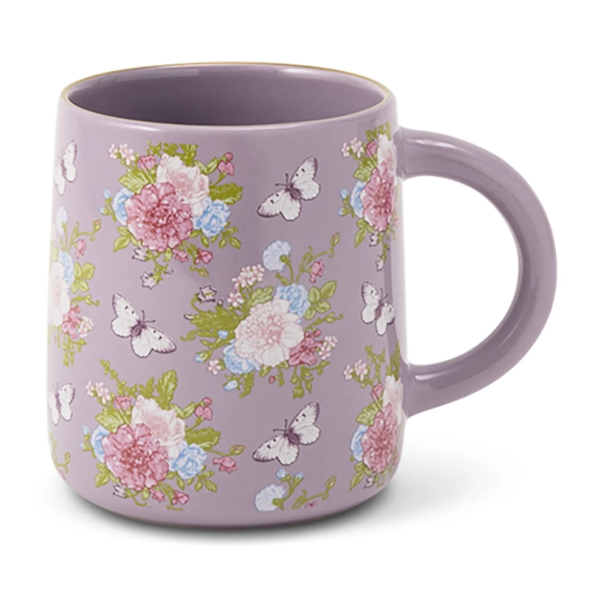 Thyme & Table 14.5 fl oz Purple Floral Stoneware Mug | Walmart (US)