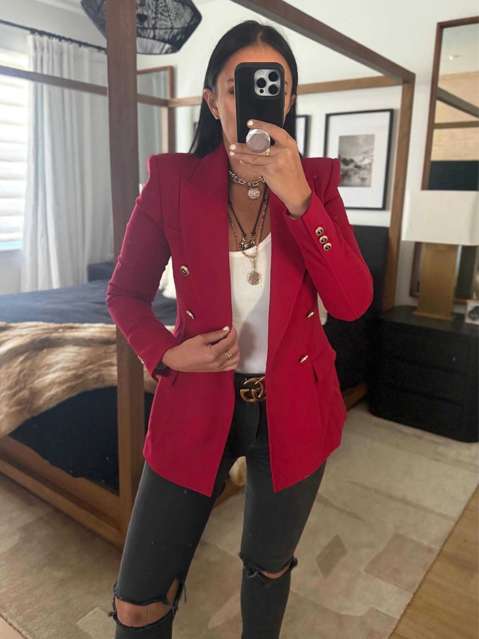 Reiss Tank Top. Tailored Double Breasted Blazer wearing size small. 
