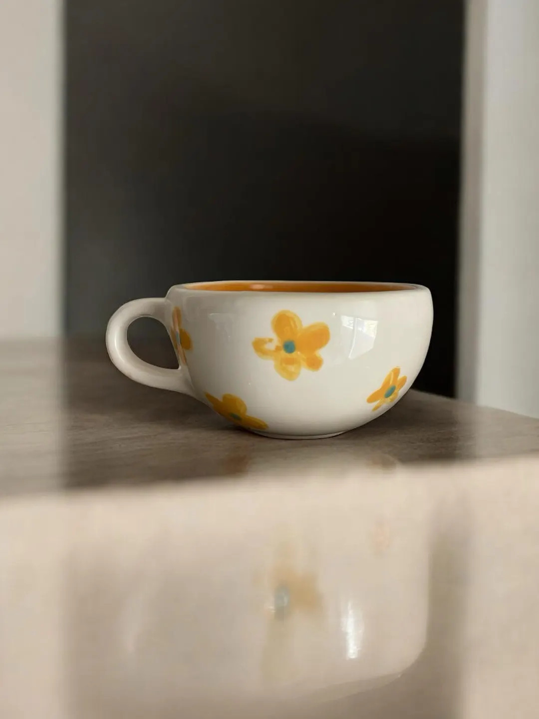 Daisy Floral Cappuccino Cup, Handmade Mug, Handmade Ceramic Cup, Daisy Coffee Mug - Etsy | Etsy (US)
