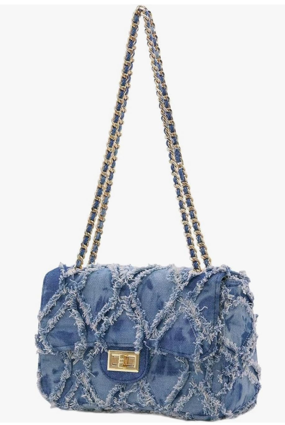 Women Shoulder Bag Small Quilted Denim Bag Chain Clutch Purses and Handbags Or Crossbody For Even... | Amazon (US)