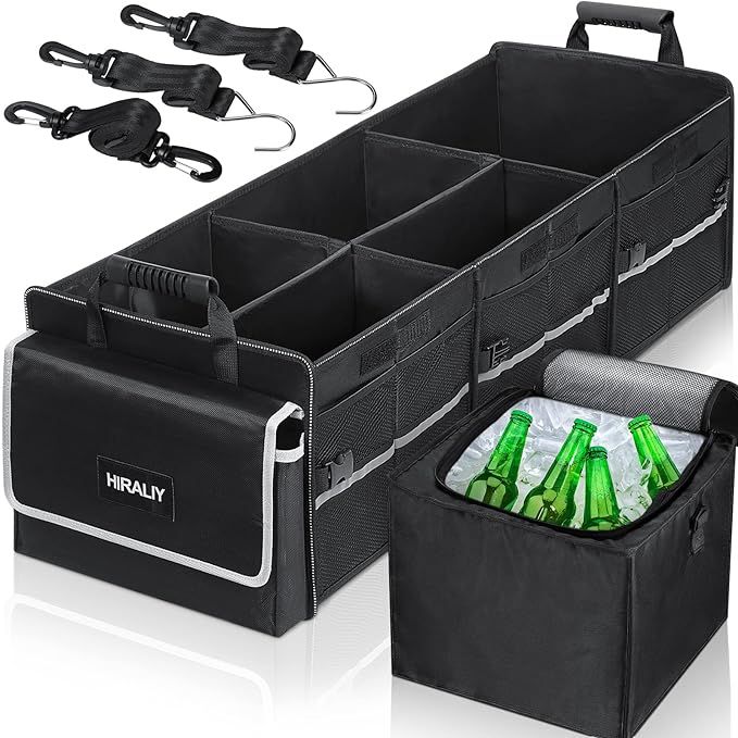 HIRALIY 4 in 1 Car Trunk Storage Organizer, Multi Compartment Collapsible Trunk Storage Box with ... | Amazon (US)