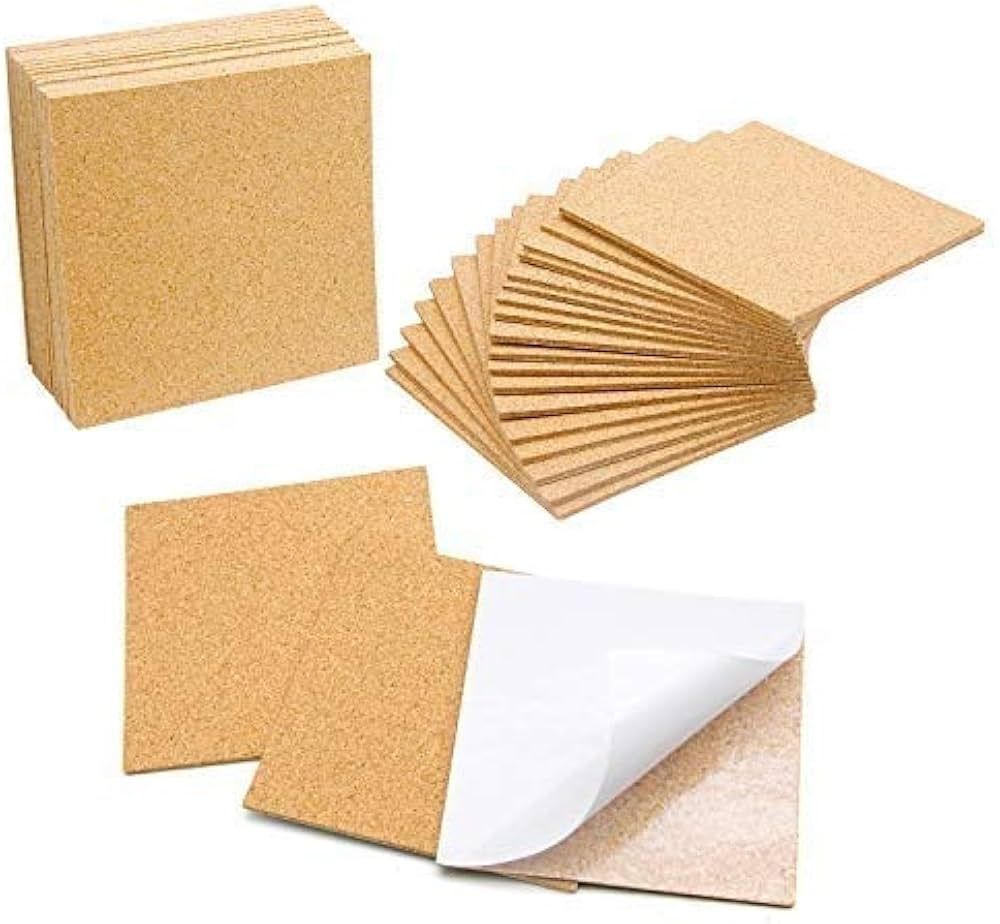 Blisstime 36 PCS Self-Adhesive Cork Sheets 4"x 4" for DIY Coasters, Cork Board Squares, Cork Tile... | Amazon (US)