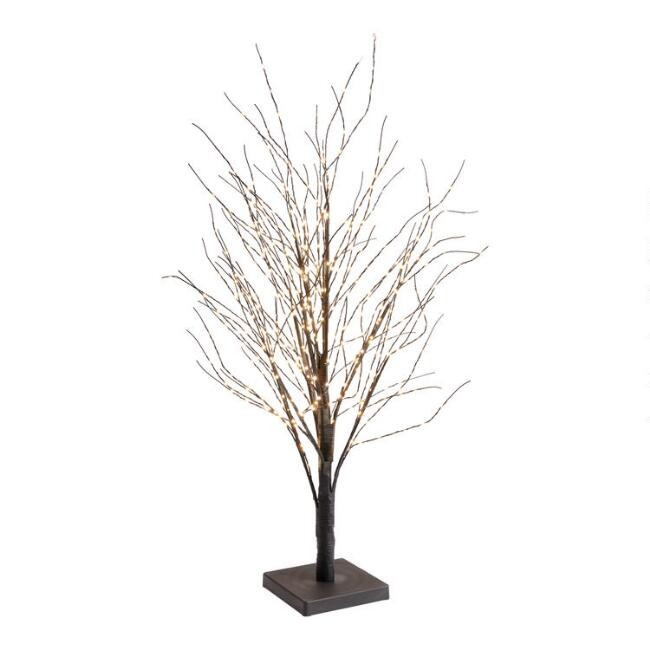 Black Faux Birch Tree Plug In LED Decor | World Market