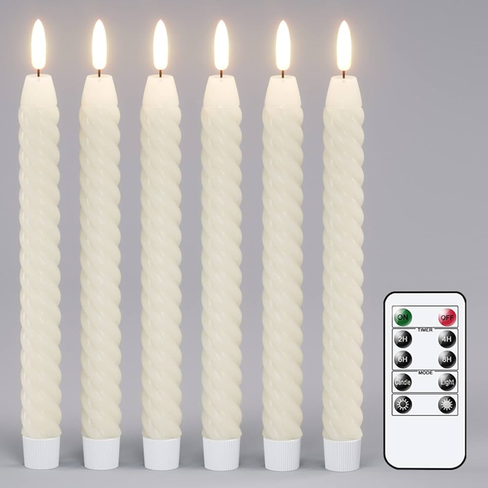 Lasumora Christmas Flameless Taper Candles Flickering with 10-Key Remote, Battery Operated 3D Wic... | Amazon (US)