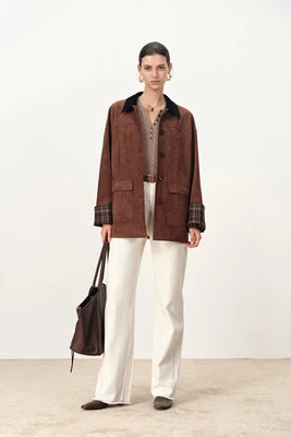 Robin Corduroy Collar Jacket in Faux Suede | Fabrique