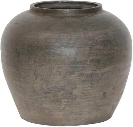 Artissance Rustic Vintage Pottery Jar, Charcoal Gray Handmade Vase, Farmhouse Decorative Accent, ... | Amazon (US)