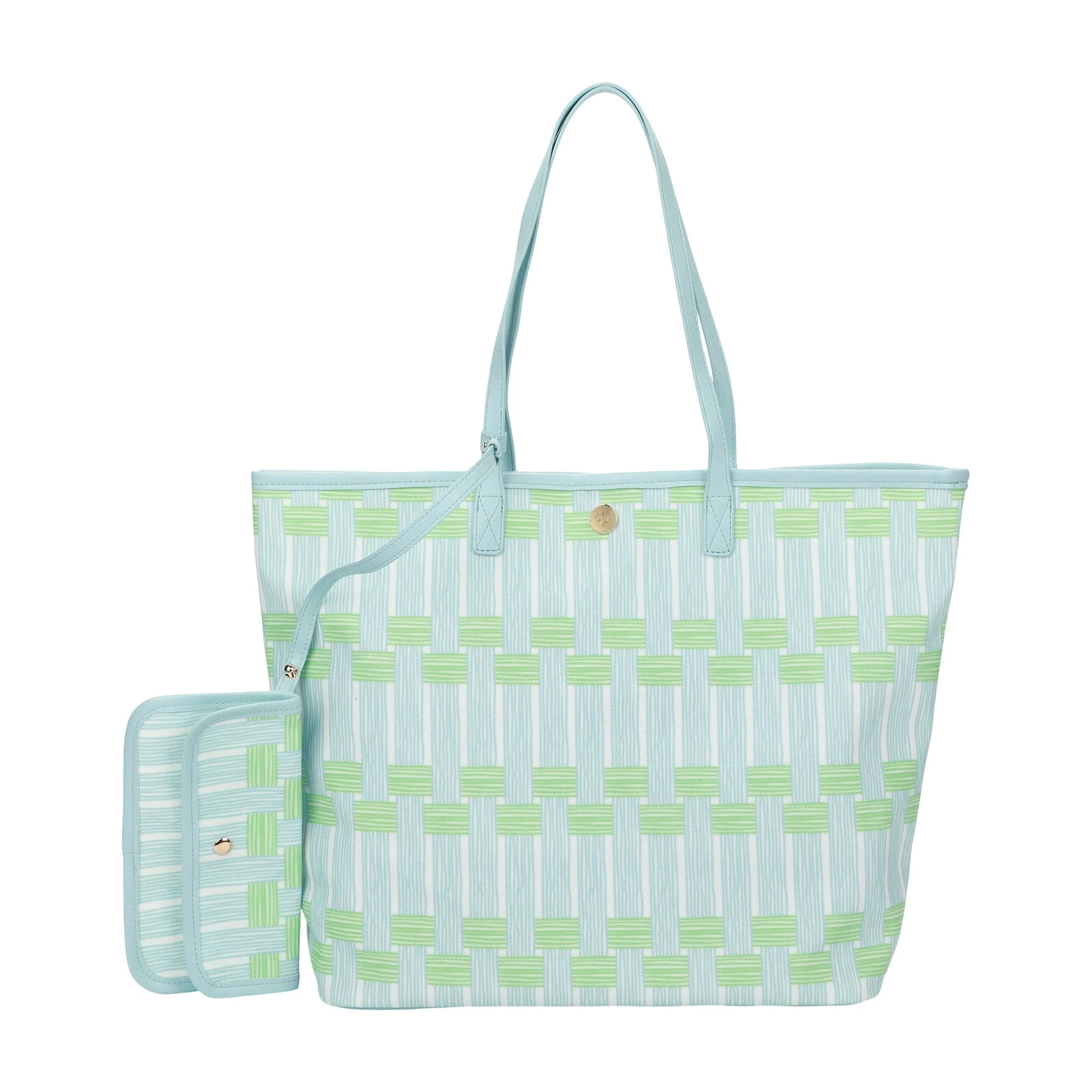 Blue Latice Oversized Tote with Wallet | Packed Party