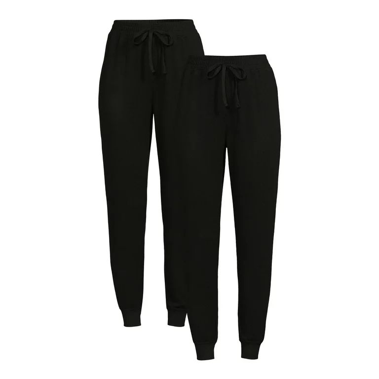 Time and Tru Women's Super Soft Hacci Knit Jogger Pants, 27.5" Inseam, 2-Pack, Sizes XS-XXL | Walmart (US)