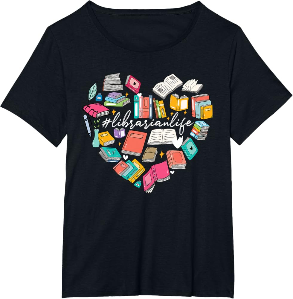 Librarian Life Valentines Day Bookaholic Reading Book Lovers T-Shirt | Amazon (US)