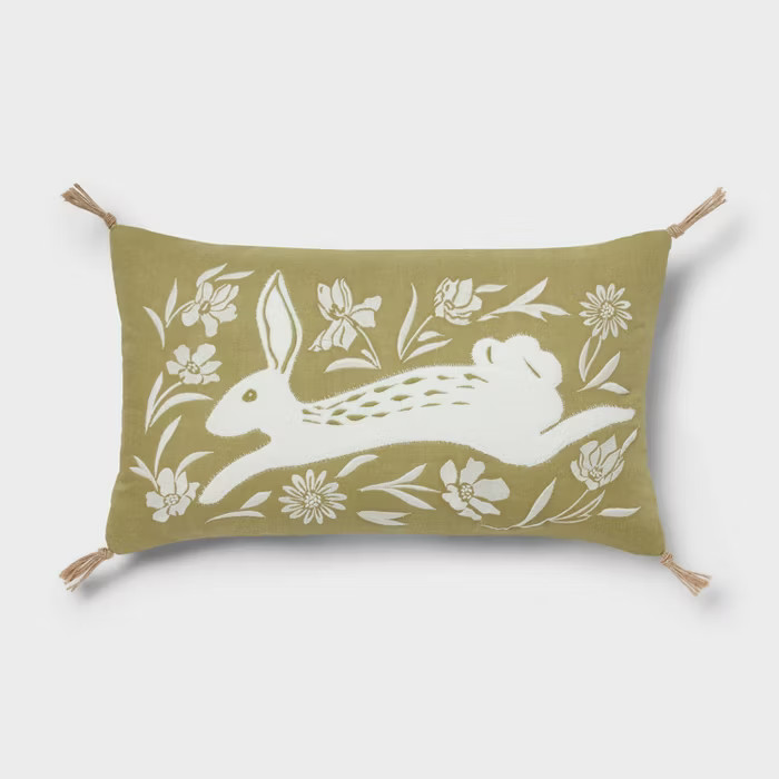 Lumbar Bunny Easter Pillow with Tassels - Threshold™ | Target