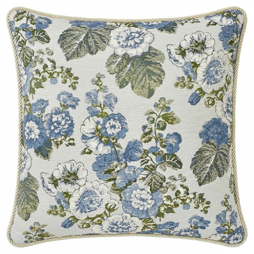 Ambrose Cornflower Blue Throw Pillow - 22x22 | Kathy Kuo Home