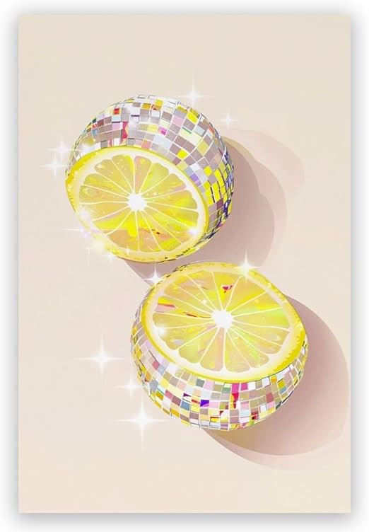 XyonicVizr Disco Lemons Wall Art Preppy Trendy Maximalist Glam Disco Ball Lemons Canvas Trendy Do... | Amazon (US)