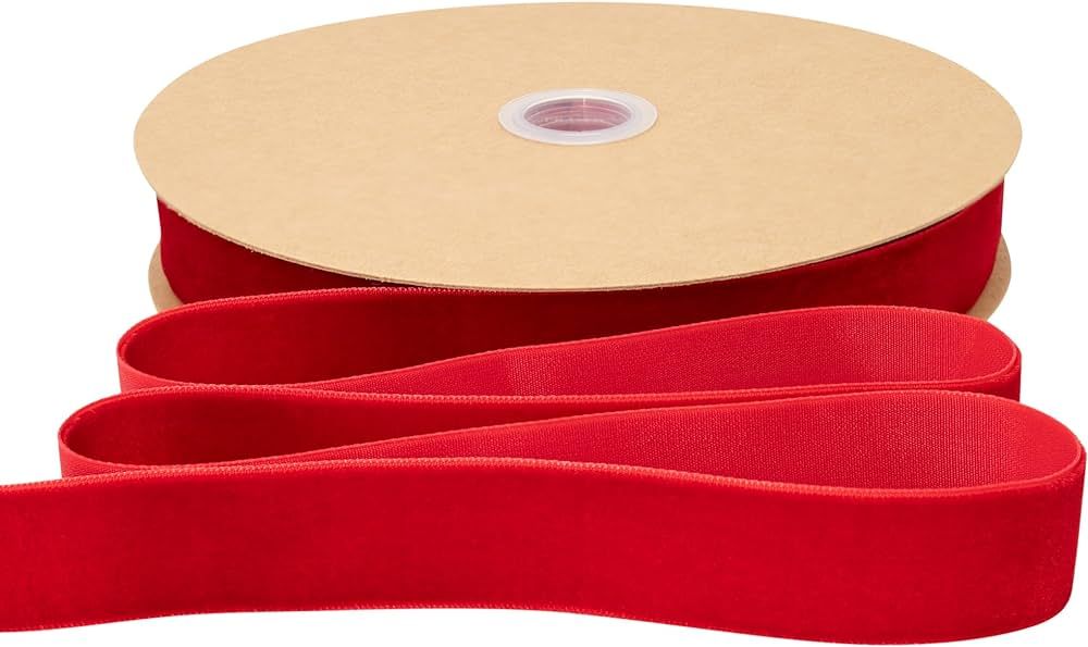 Simplegoal Red Velvet Ribbon 1 inch × 25 Yards for Christmas Wreath Bow DIY Sewing Projects Gift... | Amazon (US)