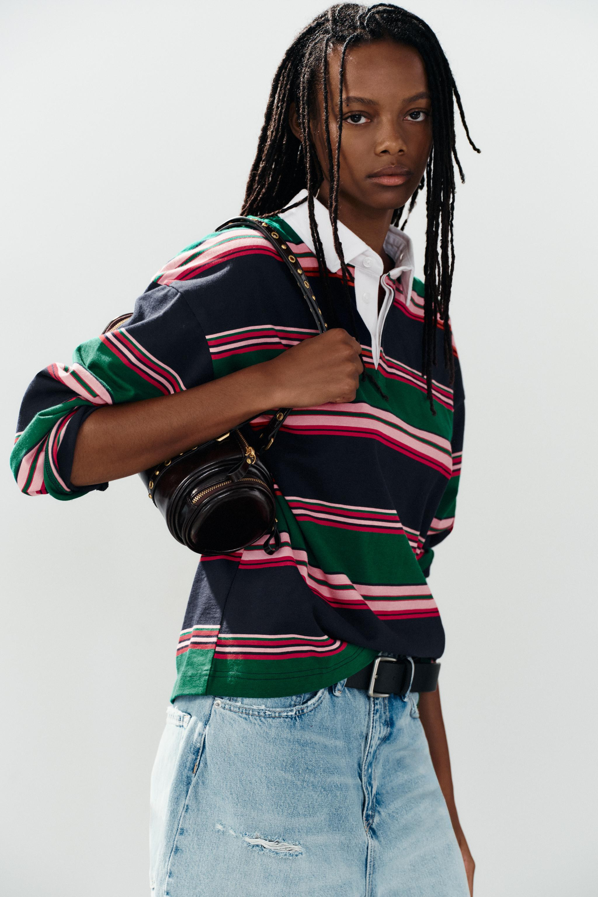 STRIPED CONTRAST POLO SHIRT | Zara US