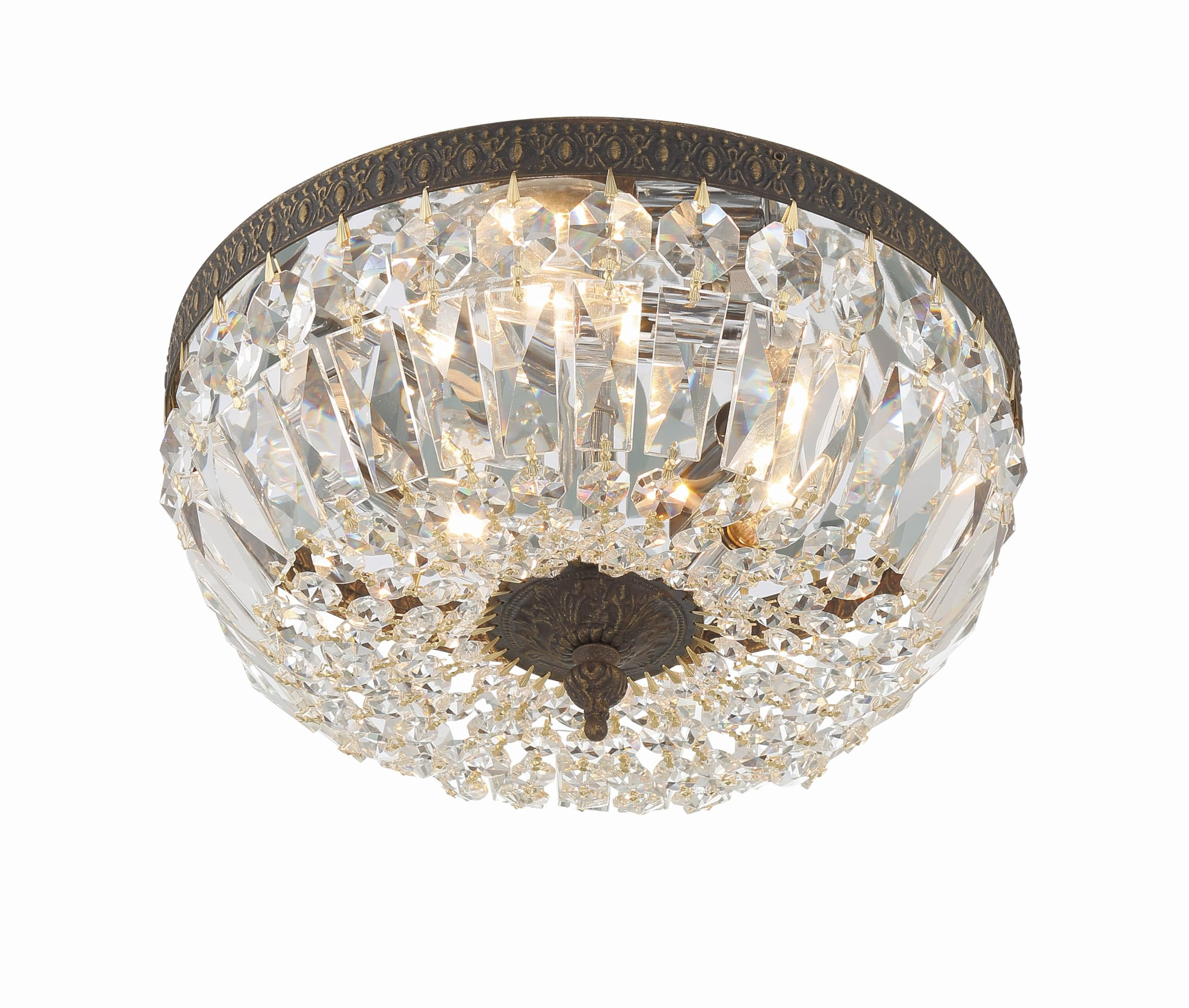 Crystorama 2 Light Clear Italian Crystal Flush Mount (English Bronze, 12") | Amazon (US)