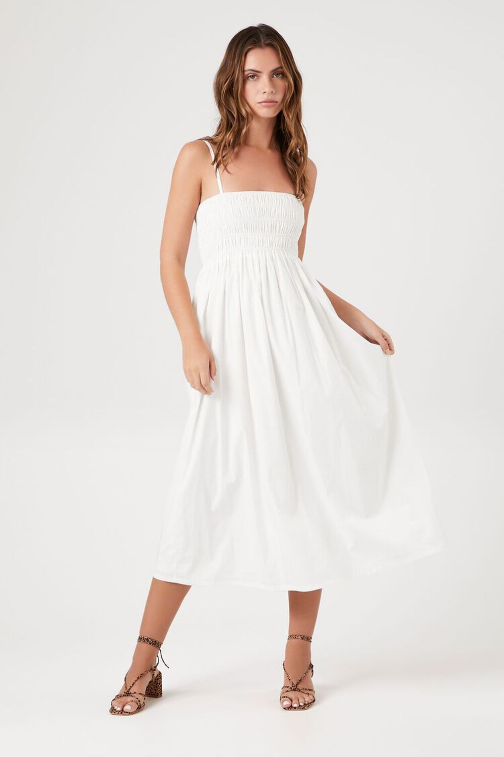 Smocked Poplin Midi Dress | Forever 21 (US)