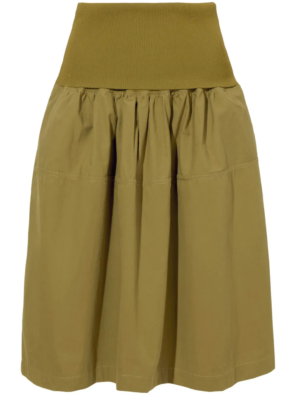 Proenza Schouler White Label Pleated Cotton Skirt | Green | FARFETCH | Farfetch Global