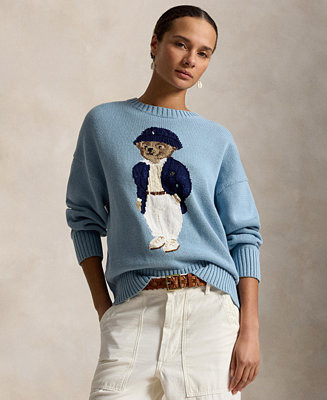 Women's Polo Bear Oversized Crewneck Sweater | Macy's