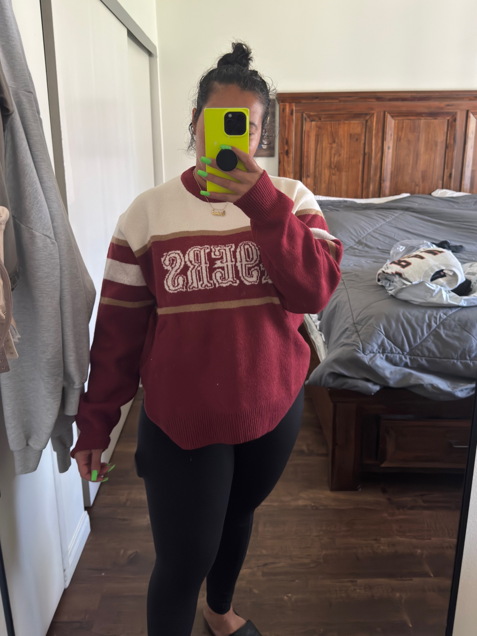 Loving this cutie oversized nfl sweater! The material is everything. Amazing quality! Can’t wait to wear this for the fall/ football season. 

Size large - men’s sweater/ runs big 

A&f, Abercrombie, casual outfit , fall outfit , oversized sweater, nfl sweater , 49ers sweater , casual inspo , mom outfit idea 

#LTKMidsize #LTKStyleTip #LTKFallSale