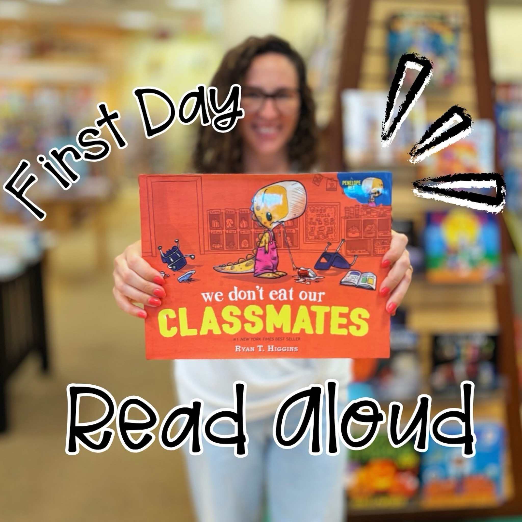 What do you read for the first day of school?

We Don’t Eat Our Classmates is about a dinosaur who goes to school with a class full of human students. It’s a great lesson to show how tough it can be to fit in, behave, and make friends at the start of school.

Students will touch on empathy, getting along, and following class expectations. I like to make our class expectations together after I read the story!

Instead of Jitter Juice, I’ve found Dino fruit snacks and animal crackers for my students to CHOMP on instead of their classmates 🦖