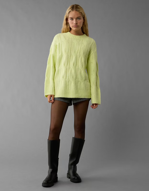 AE Whoa So Soft Cable Knit Sweater | American Eagle Outfitters (US & CA)