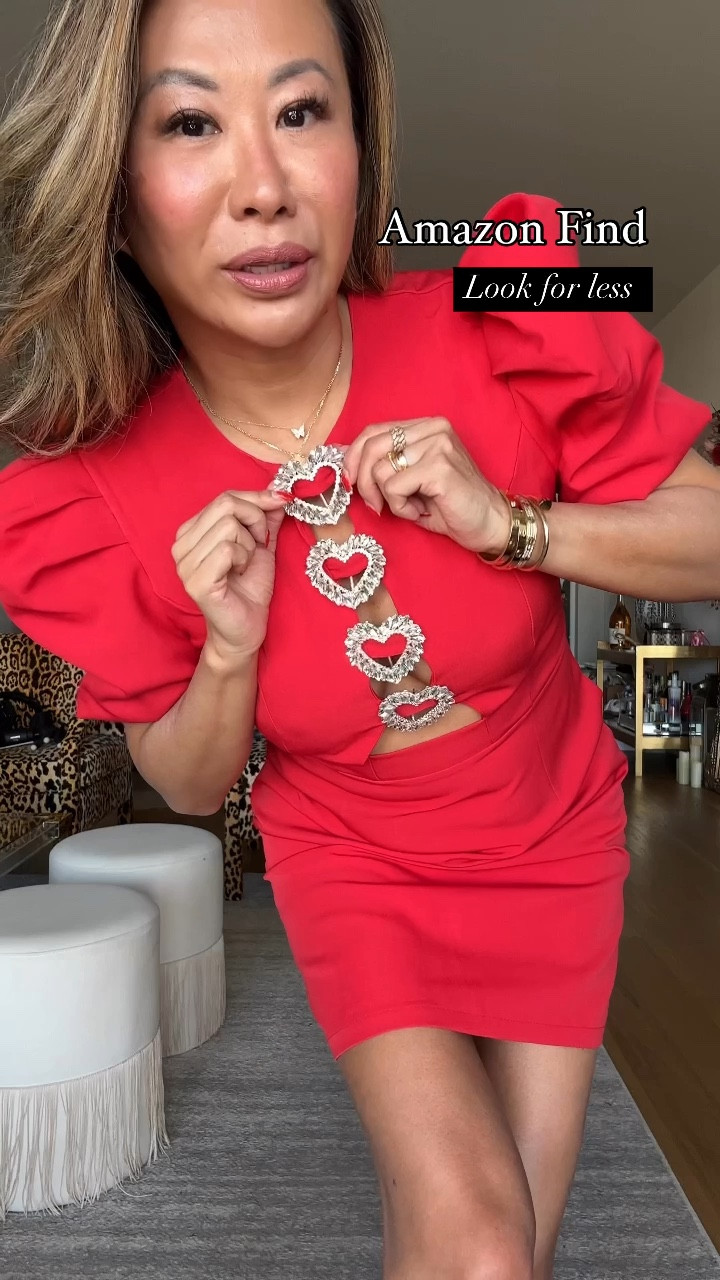 Amazon heart dress similar to Rebecca Vallance under $50 amazon find vs my $600 dress. Wearing a size medium. So good and looks the same. Amazon fashion find. Valentine's Day dress. Galentines day dress  

#LTKFindsUnder50 #LTKFindsUnder100 #LTKStyleTip