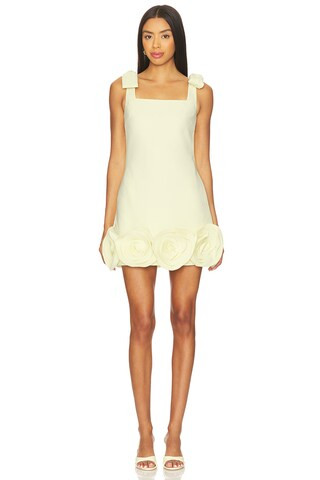 Crepe 3d Flower Mini Dress in Yellow | Revolve Clothing (Global)