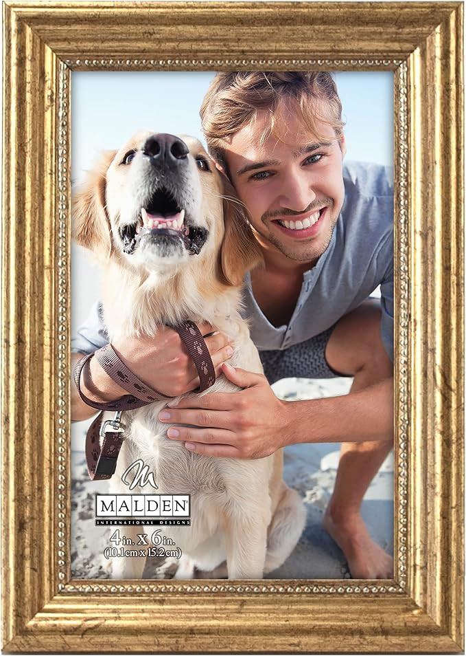 Malden International Designs 2177-46 Classic Wood Picture Frame,4x6, Gold | Amazon (US)