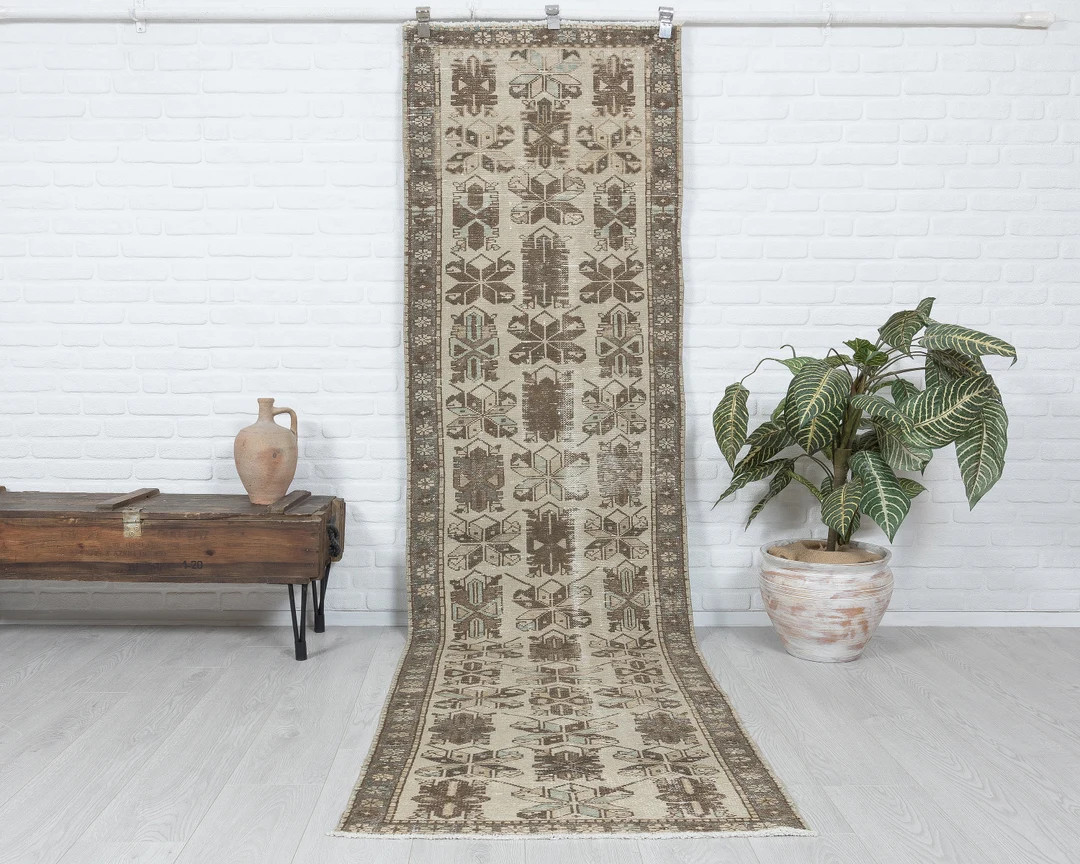 3x10 Persian Rug, Beige Runner Rug, Vintage Runner Rug, Boho Rug, Entryway Rug, Kitchen Rug, Maha... | Etsy (US)
