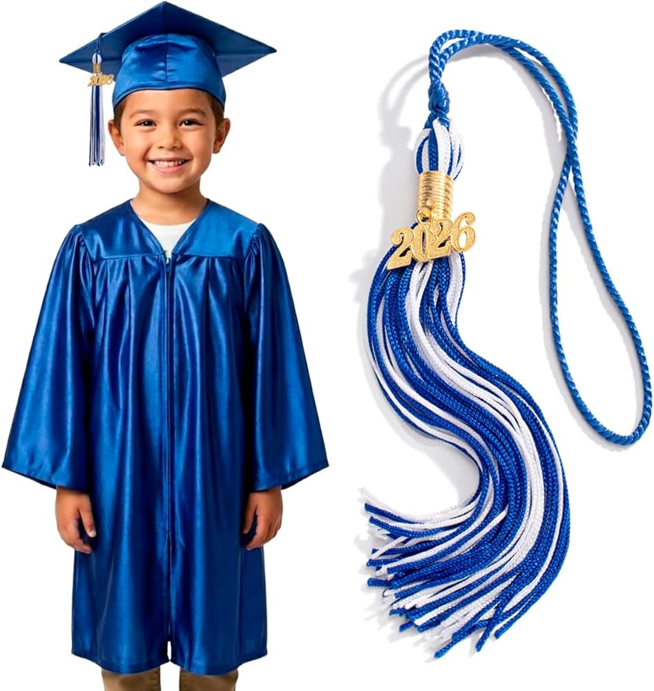 Shiny Child Graduation Cap, Gown, Tassel and 2026 Charm Set, Kindergarten Graduation and Kids Pre... | Amazon (US)