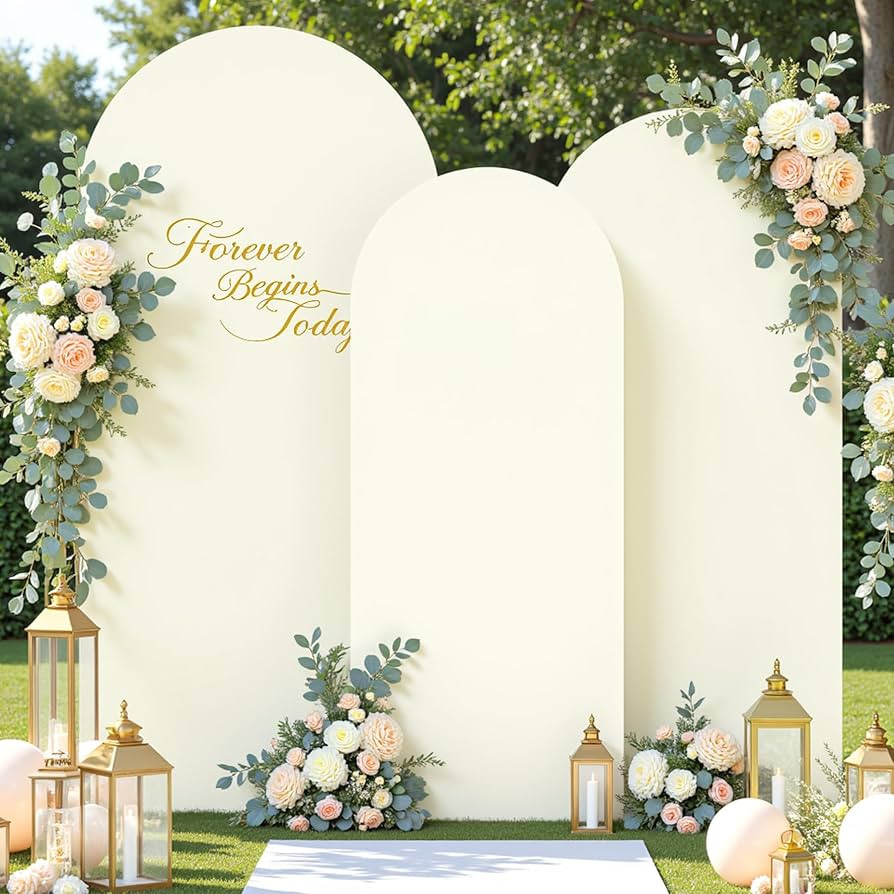 Ivory Arch Covers 3 Set - 6FT, 6.6FT, 7.2FT Ivory Arch Backdrop Cover Spandex Wedding Arch Stand ... | Amazon (US)