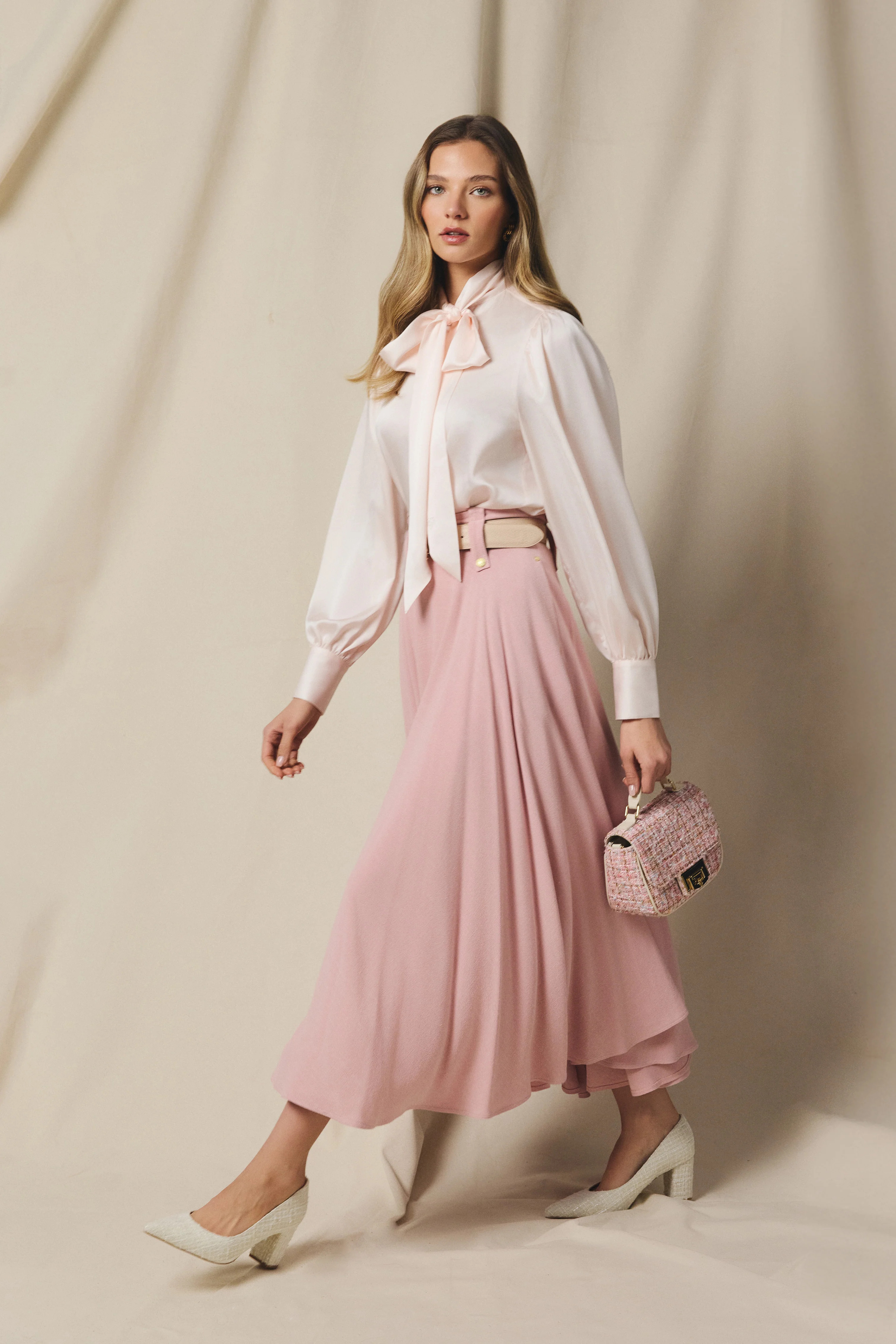 360 Maxi Linen Circle Skirt (Pink Linen) | Holland Cooper