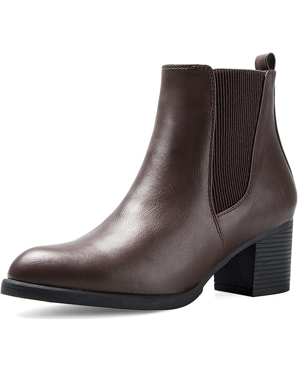 COASIS Women's Chelsea Boots Chunky Heel Slip On Ankle Booties with Elastic Sided | Amazon (US)