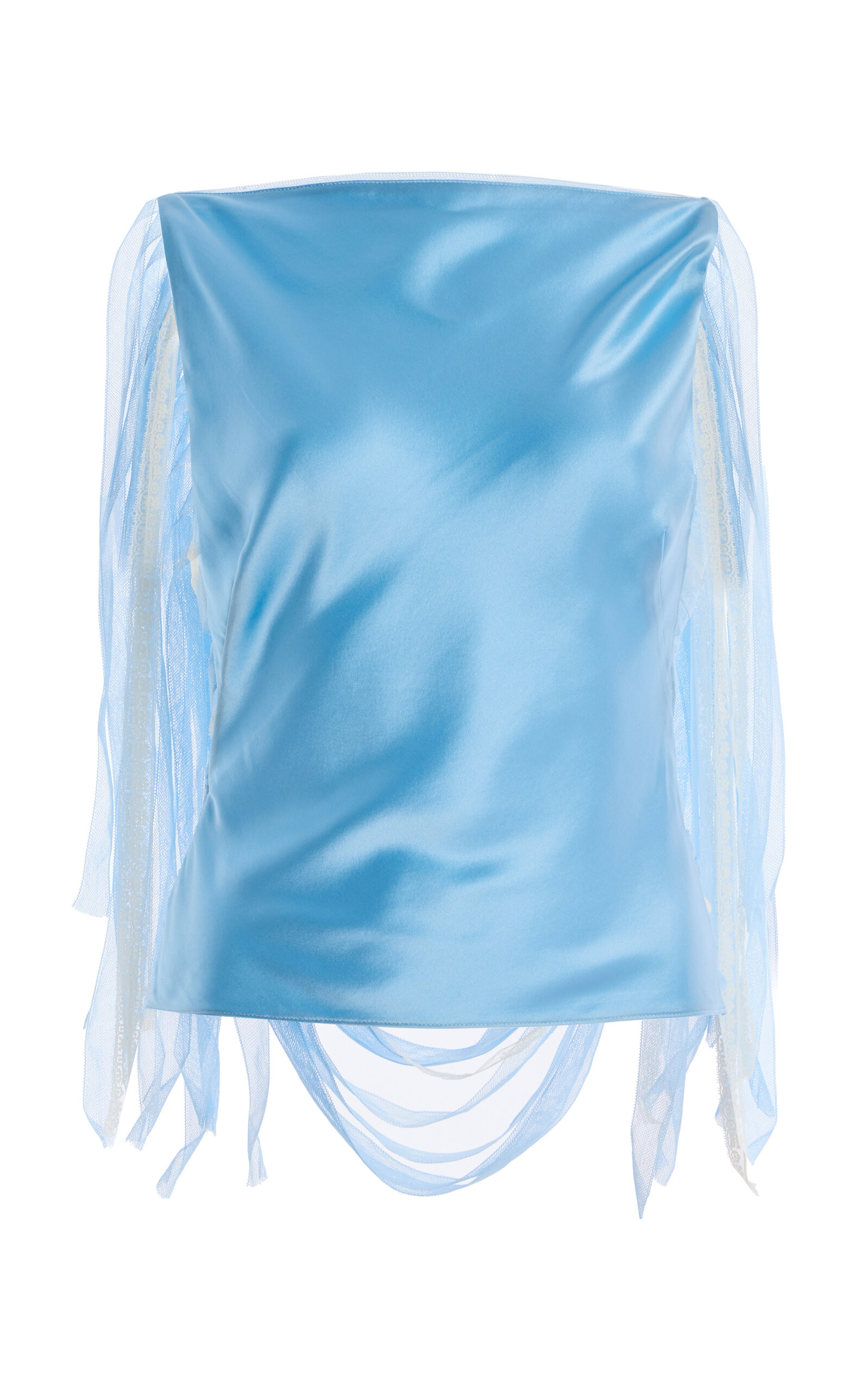 Exclusive Lattice lace-Trimmed Hammered-Silk Top | Moda Operandi (Global)