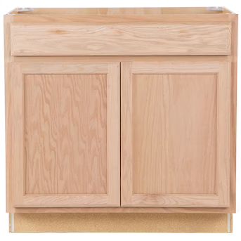 Project Source 36-in W x 35-in H x 23.75-in D Natural Unfinished Oak Sink Base Fully Assembled Ca... | Lowe's