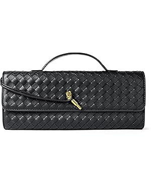 Woven Purse for Women Evening Clutch Woven Leather Handbags Crossbody Bag Formal Evening Bag | Amazon (US)