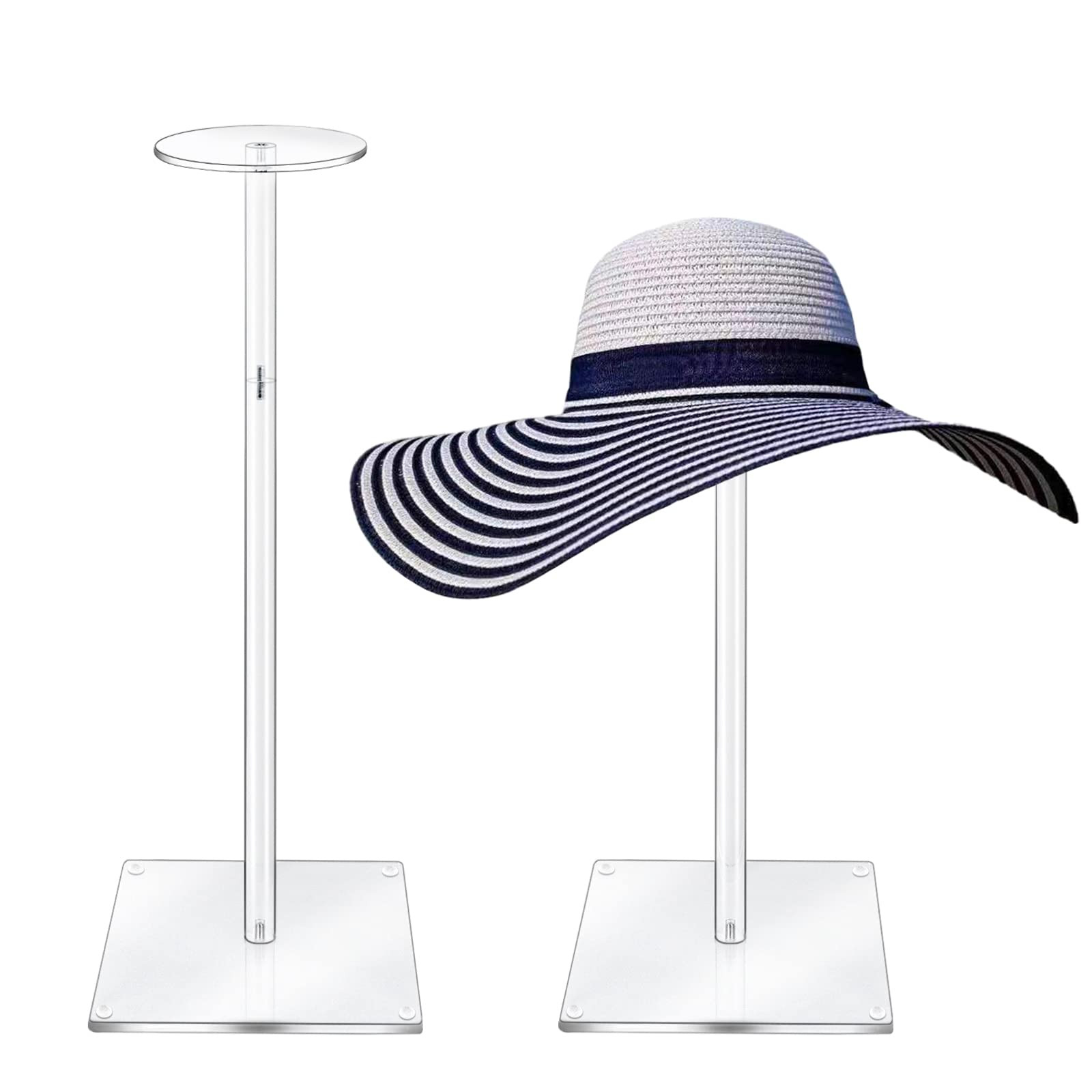 Acrylic Hat Stand and Wig Display Rack, 2pcs 17" Clear Hat Stands for Display, Adjustable Height ... | Amazon (US)