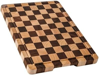Cutting Boards for Kitchen, Checkered Cutting Board Upgraded, Acacia Wood Chopping Board with Jui... | Amazon (US)