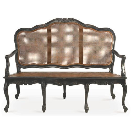 Cane Three-Seat Sofa - Black/Natural - Handcrafted | Couch, Settee - Comfortable, Durable | One Kings Lane