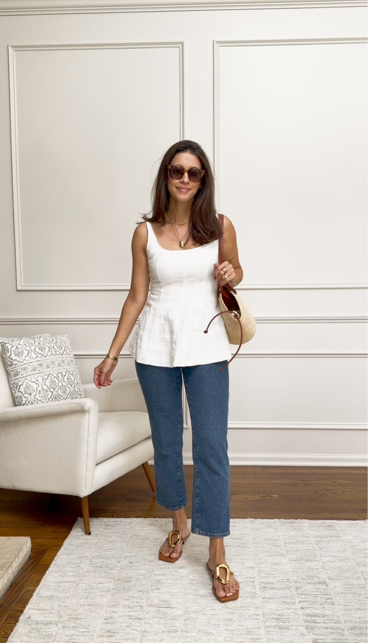 Cute top and jeans summer outfit 
Jeans TTS - I’m 5’6” wearing a 27
Top - wearing a size Small
Sandals: I’m between 8.5 and 9 and I’m wearing a size 9

#LTKootd #LTKgrwm #LTKSeasonal