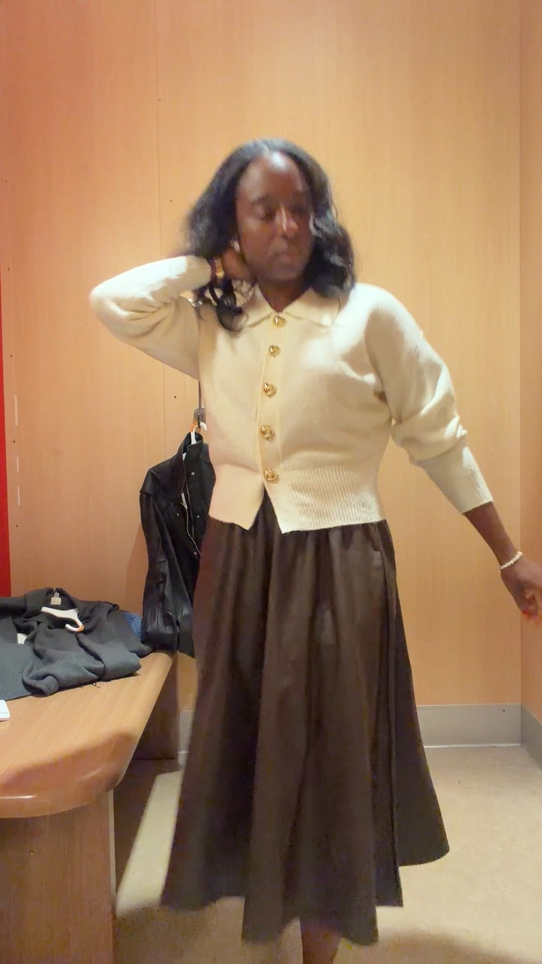 Fall outfit, holiday pictures, Christmas pictures, family photo outfit OOTD full leather skirt sweater, cardigan, cream, brown, chocolate brown winter outfits, fall outfit, date, night, outfit, where to work outfit

#LTKOver40 #LTKPetite #LTKFindsUnder100