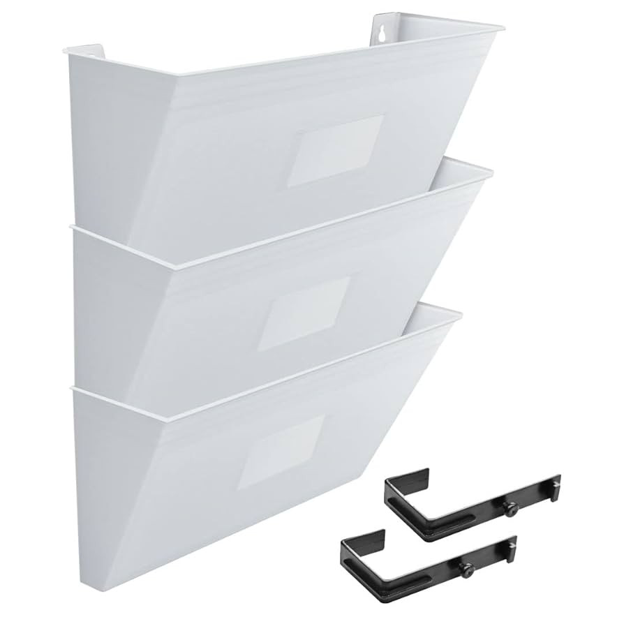Acrimet Wall Mount Pocket File Organizer Holder (Hangers Included) (White Color) (3 Pack) | Amazon (US)