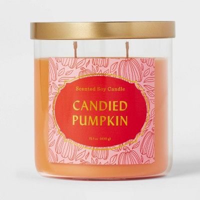 15.1oz Lidded Glass Jar 2-Wick Candied Pumpkin Candle - Opalhouse™ | Target