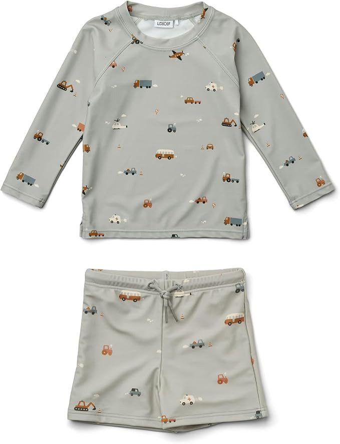 Toddler Boys Two Piece Swimsuit Rash Guard Set Long Sleeve Swim Shirt Swim Trunks& Shorts Bathing... | Amazon (US)