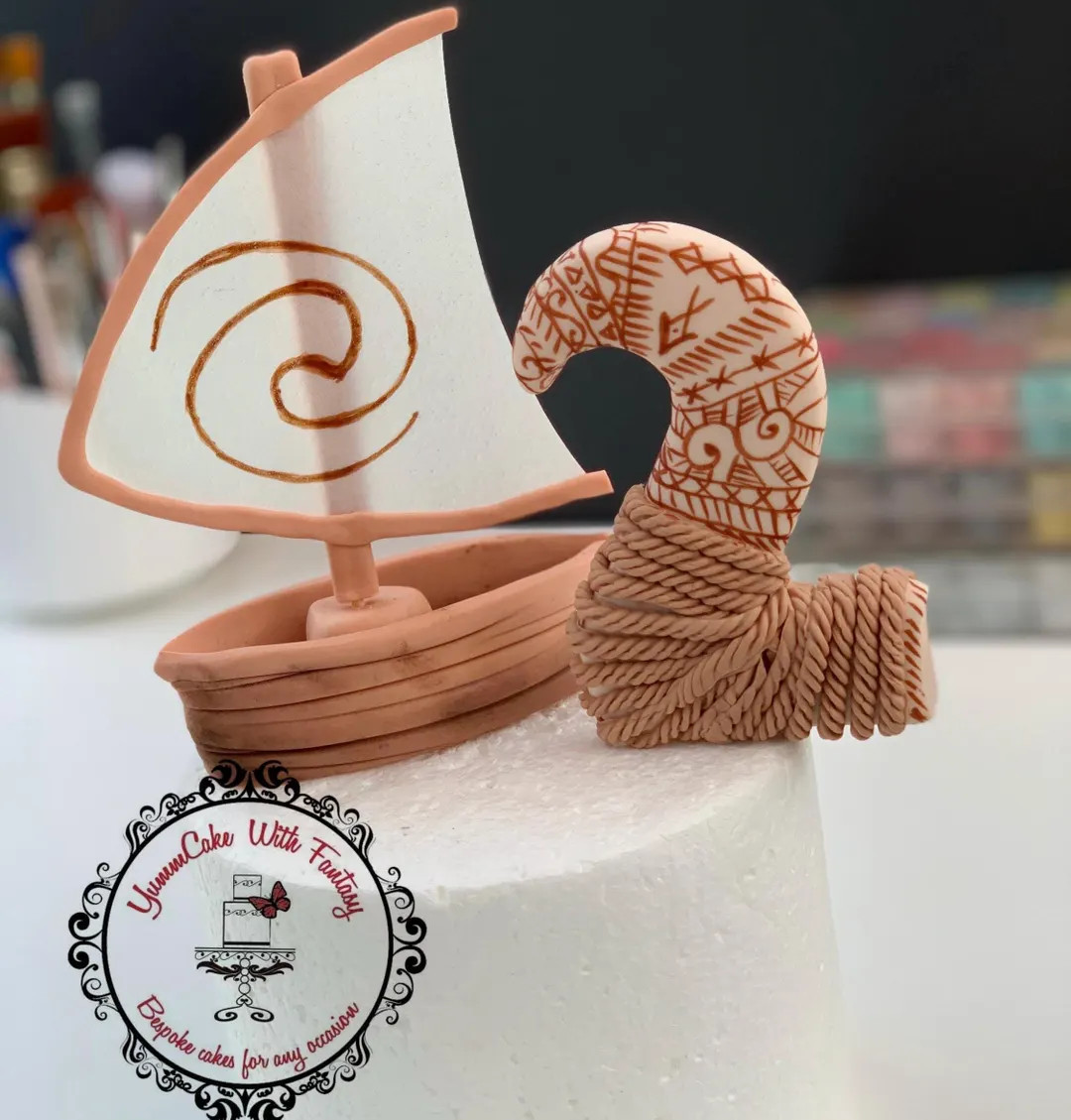 Inspired by Moana Boat and Number Handmade Fondant Sugarpaste Edible Birthday Cake Topper for Kid... | Etsy (US)