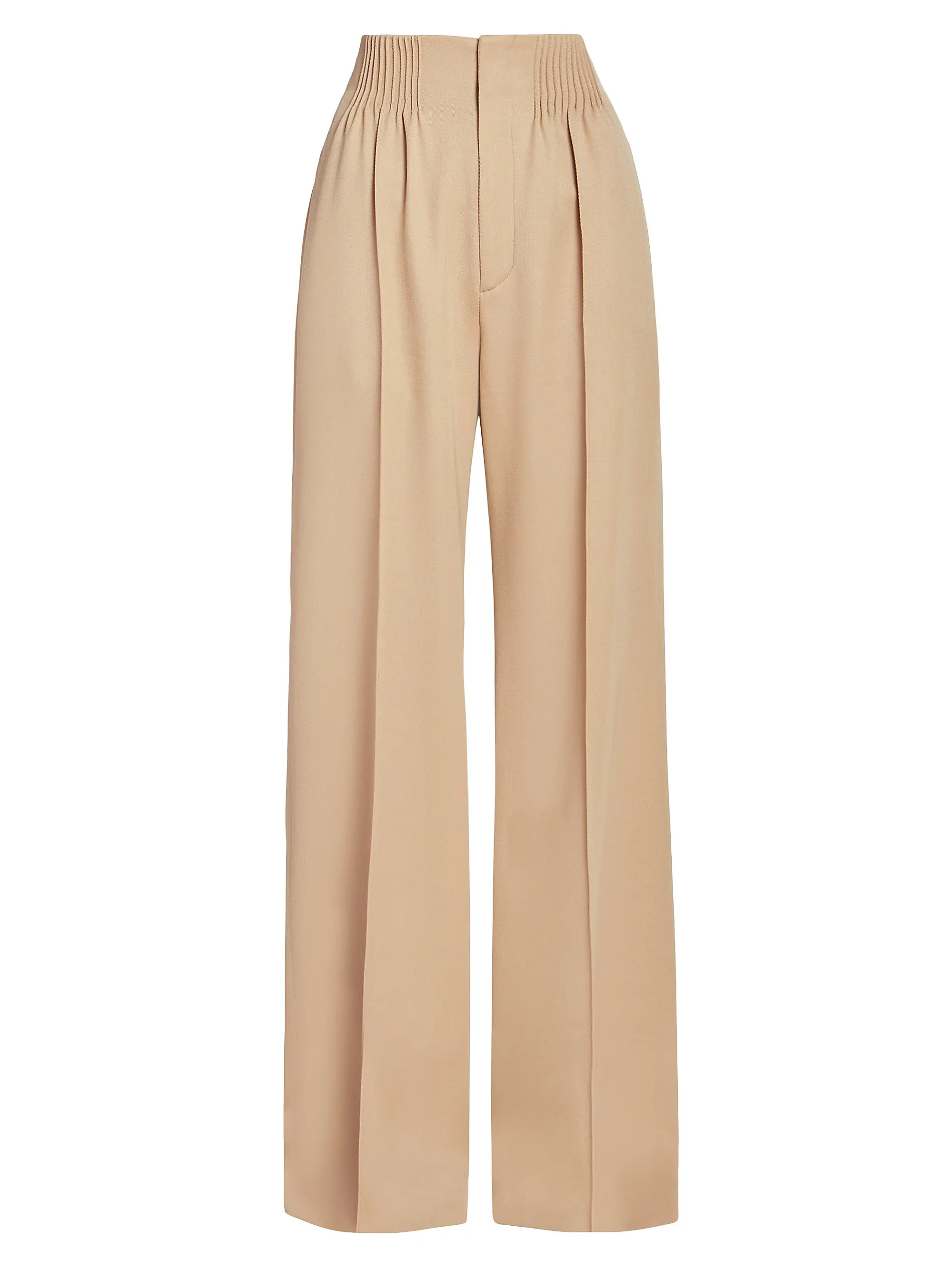 Cinched Wide-Leg Wool Trousers | Saks Fifth Avenue