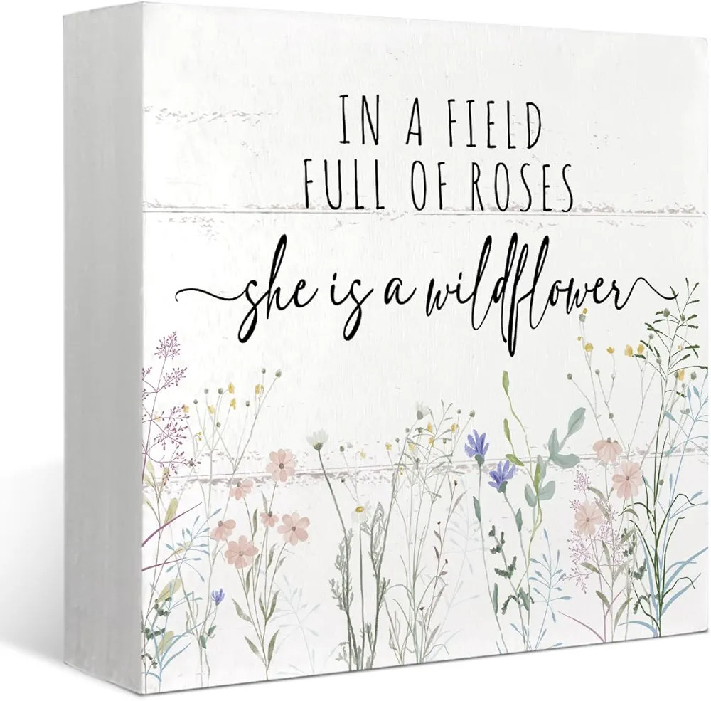Baby Girl Nursery Wooden Box Sign Decor,In a Field Full of Roses She Is a Wildflower Sign,Christi... | Amazon (US)